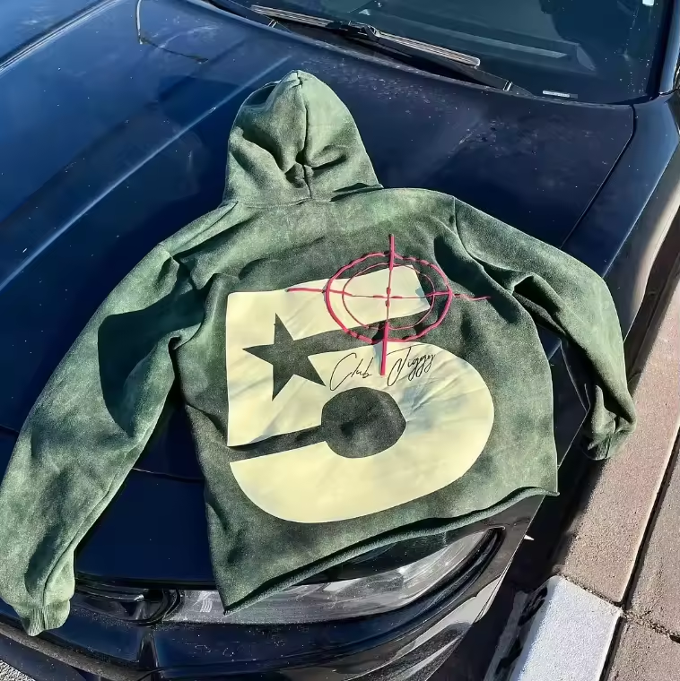 Puff Print Hoodie Mens Cropped Hoodie Streetwear