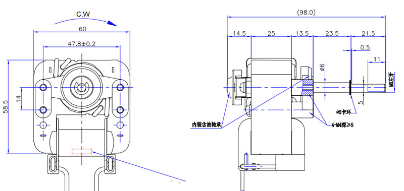 Zhaoli Shaded Pole Motor YJ61 300H1 Air Fryer Motor 120V 60HZ