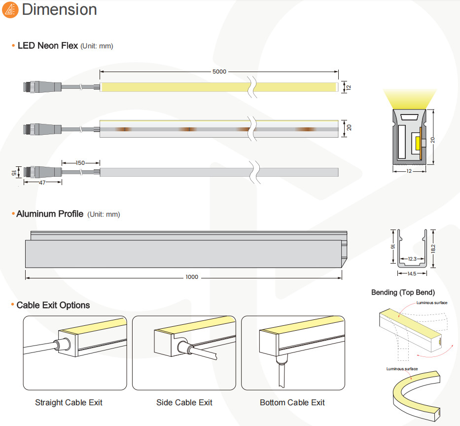 RGB RGBW Side Bend LED Strip Waterproof Flame Resistant Flex LED Strip Lighting