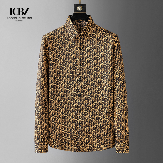 Autumn Casual Fashion Long Sleeves Customized Oversized Shirt Logo Print for Mens Designer