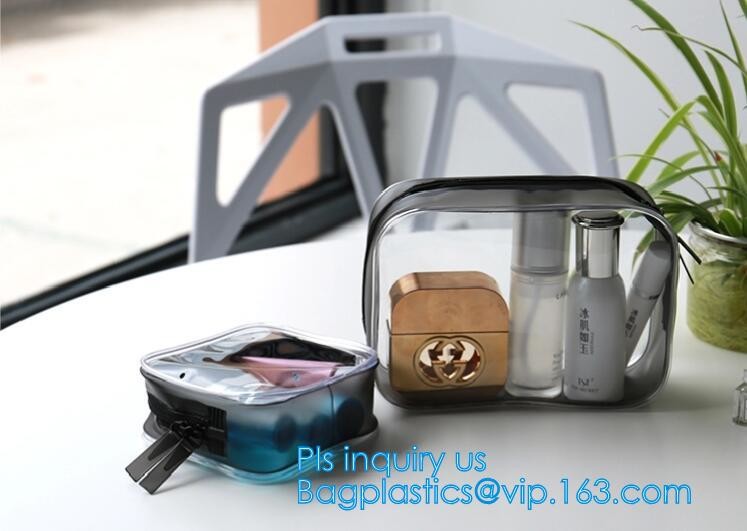 Promotion reusable clear printed transparent zipping storage cosmetic toiletry pvc makeup bag for travel make up, handle