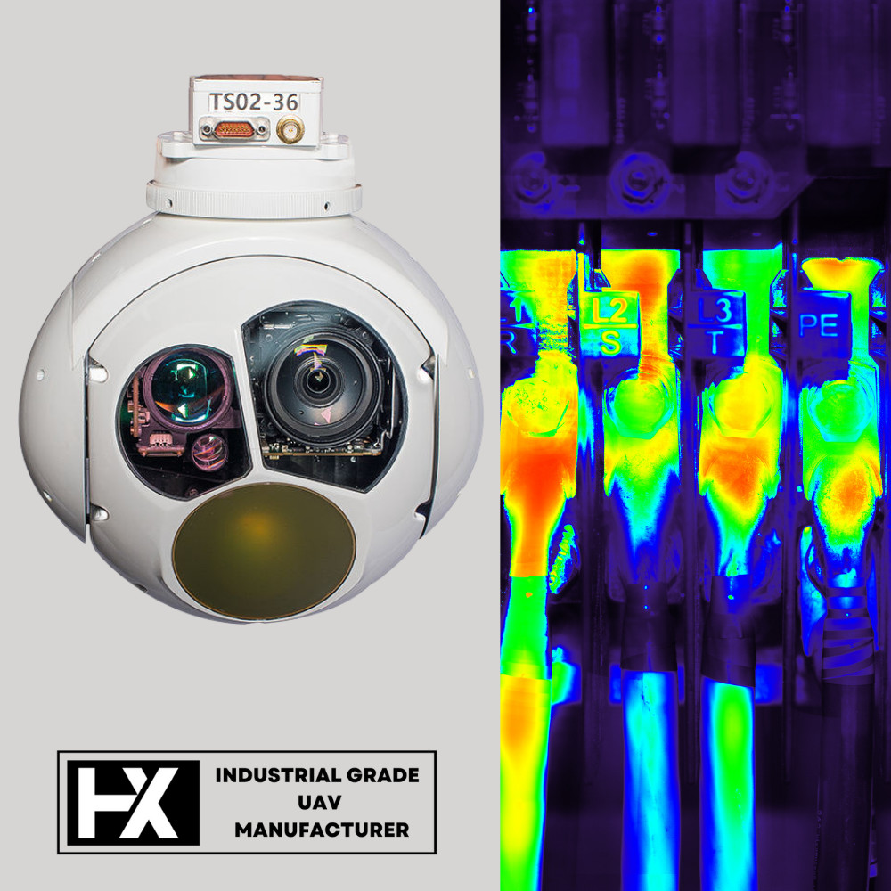 2KG 3 Axis 10KM Thermal Imaging UAV Pods Long Distance 50m~4KM Infrared Ranging HXTS02