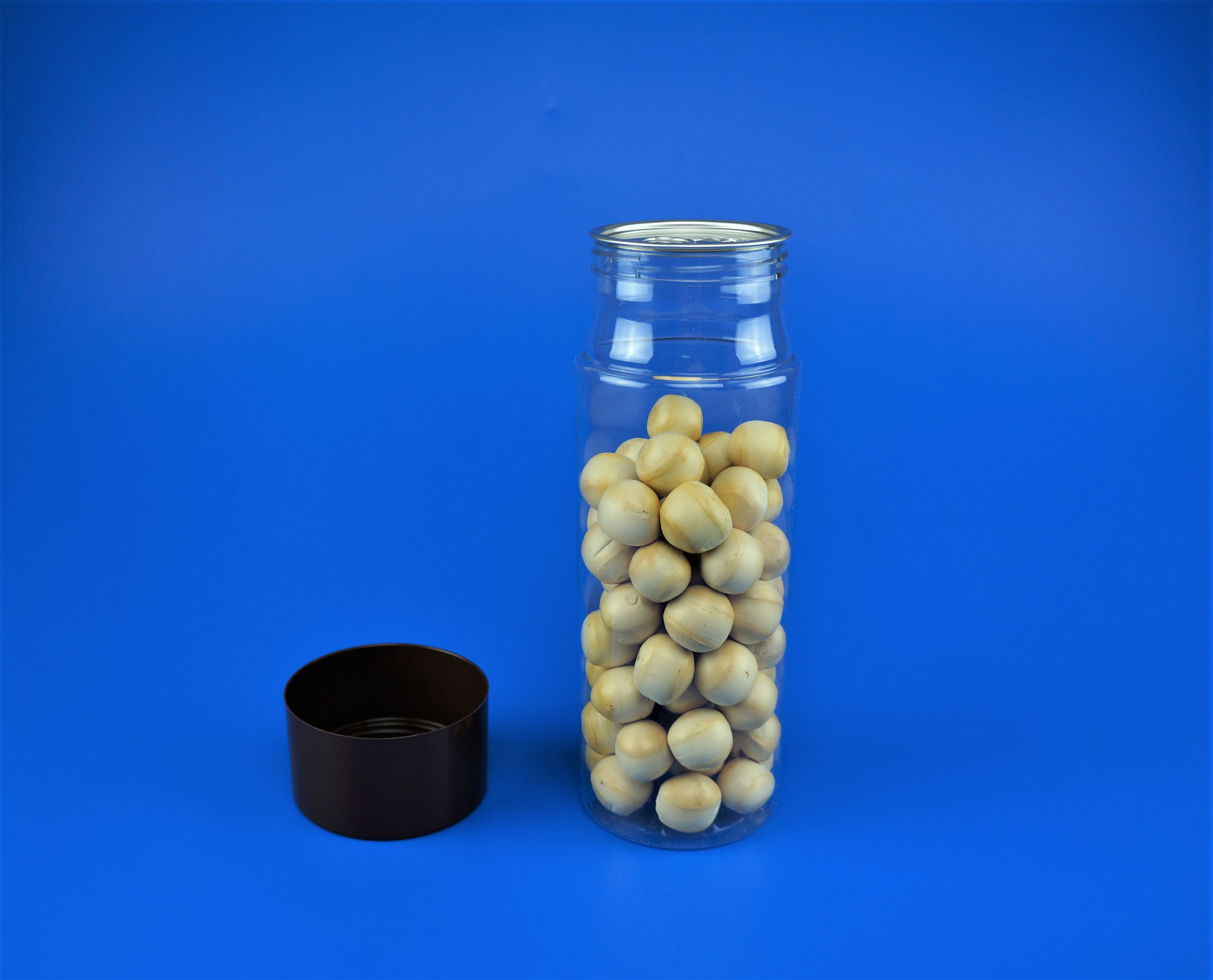 Black Cover Clear Pet Jars , High Durability Transparent Plastic Big Jar