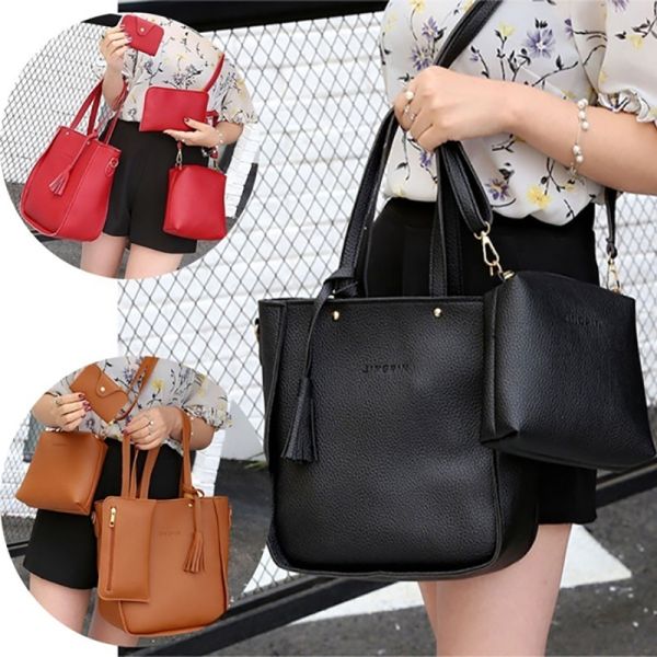 4Pcs/Set Women PU Crossbody Bag Set Leather Shoulder Bags Ladies Purse