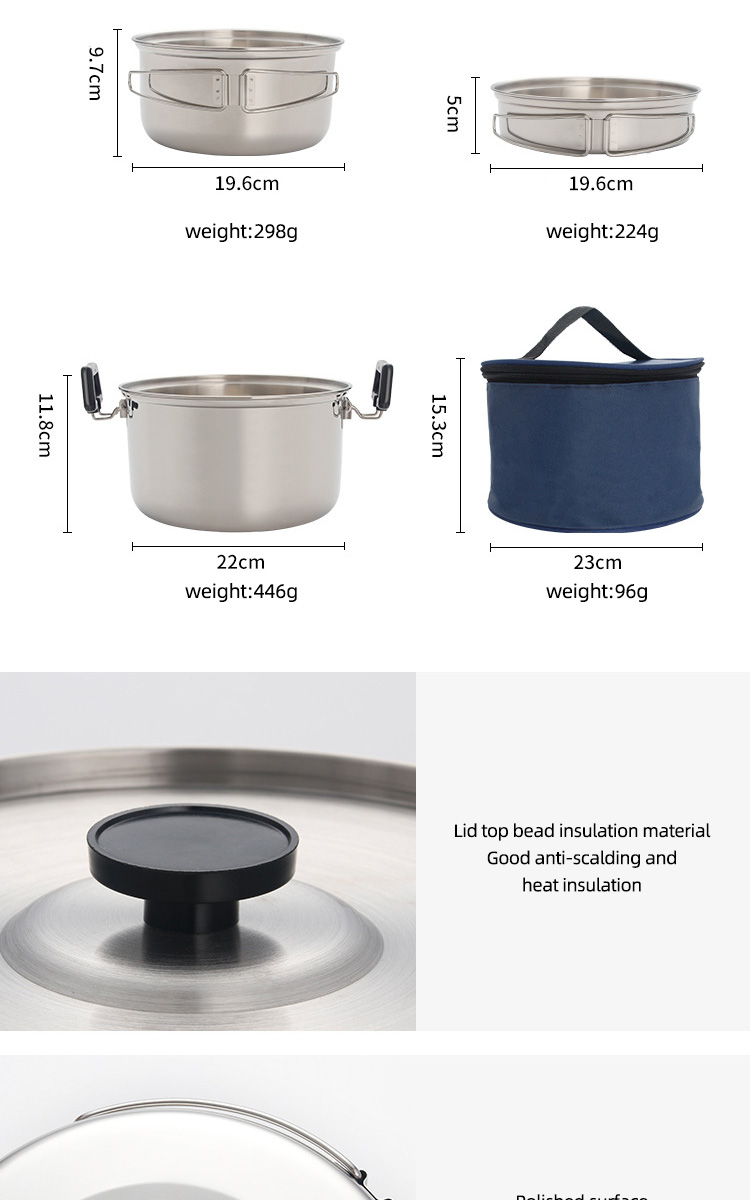 Stainless Steel Outdoor Cookware Set Multifunctional Multiple People Using