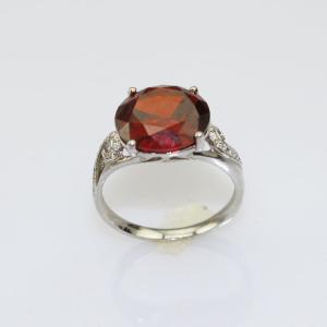 China 925 Silver with 12mm Round Cubic Zirconia Garnet Ring(R152) wholesale