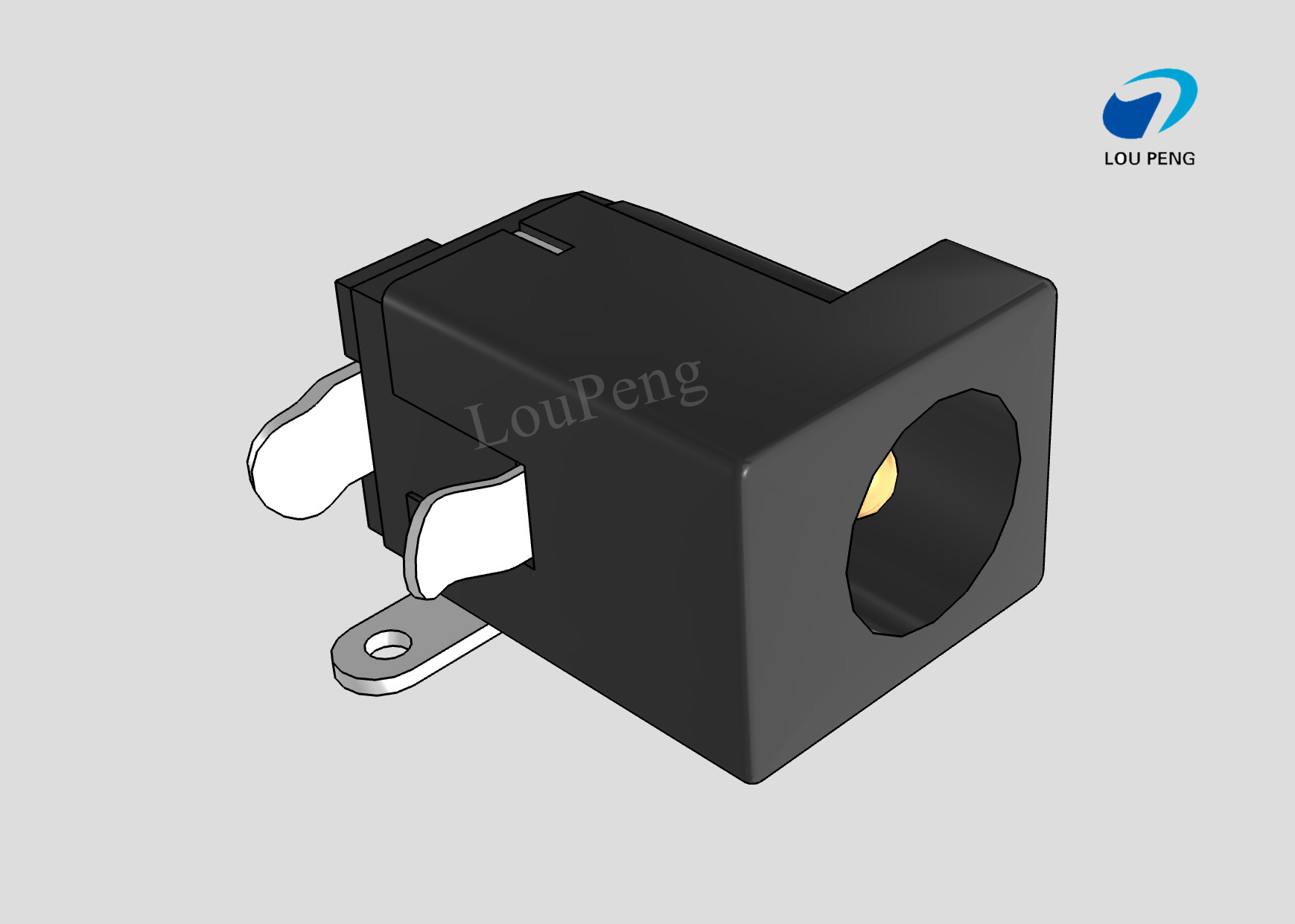 DC Jack Connectors, Cable-to-Board, 3 Position, Jack, 25VDC Operating Voltage, Right Angle, Printed Circuit Board, DIP