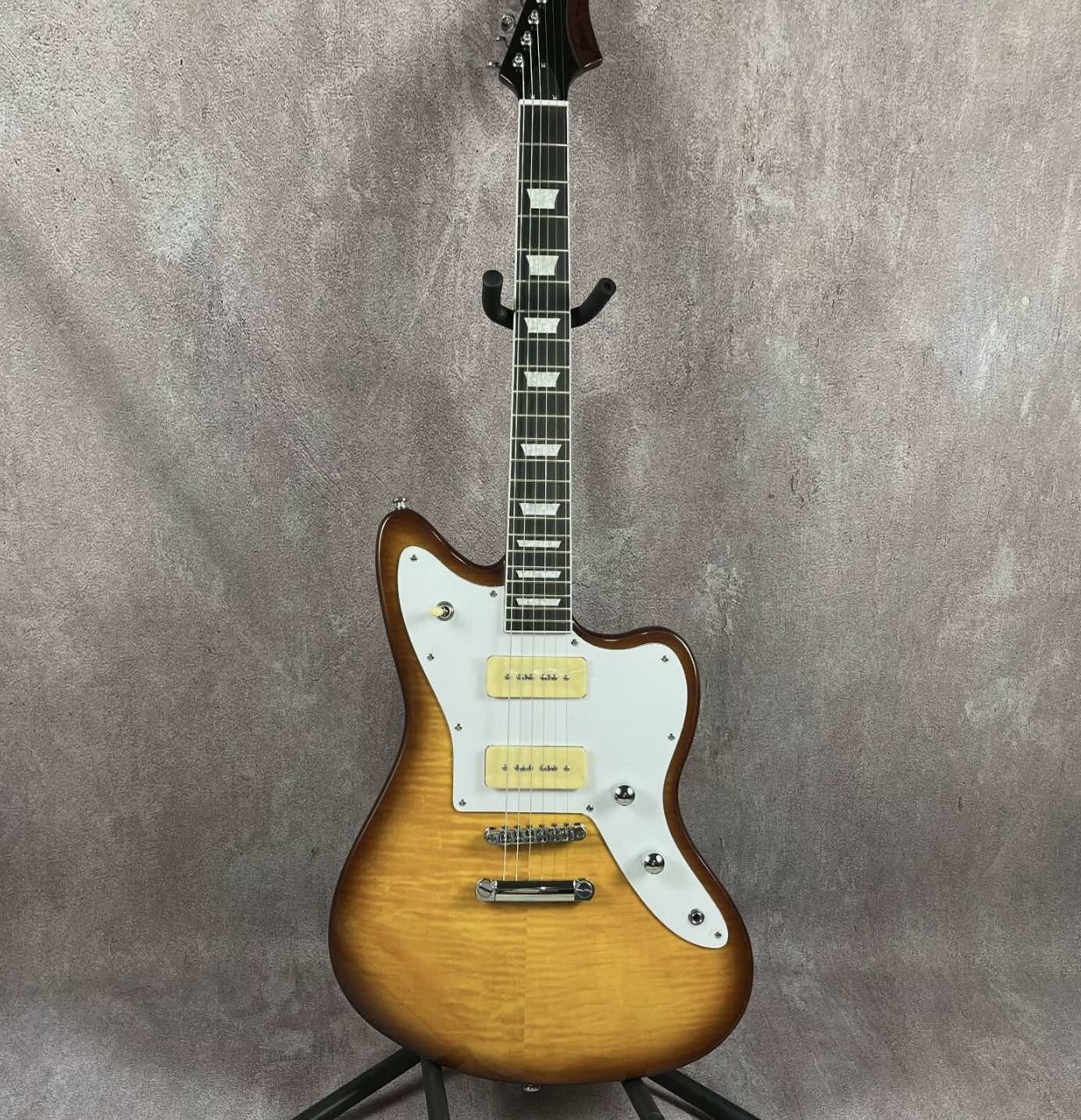 Custom Flamed Top Electric Guitar with P90 Pickups Solid Body Rosewood fingerboard