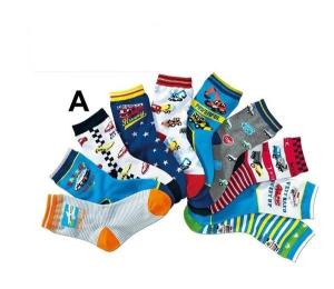 China Top selling knitted terry cotton boys hosiery in fancy japan cartoon design wholesale