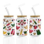 Wholesale Custom Design Cartoon Theme 16oz Glass Can UVDTF Tumbler Sticker