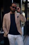 Double Breasted Camel Mens Casual Business Jacket No Tie