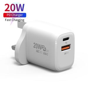 China BiDa Cell Phone Charger Adapter PD EU 20W 2 Port USB Wall Charger wholesale