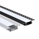 Plasterboard Drywall Aluminum Extrusions For LED Lights Transparent Cover