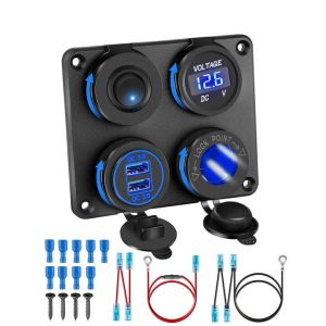China 4 Panel 36W QC3.0 Dual USB Car Charger 12-24V Voltage Switch ABS / PC wholesale