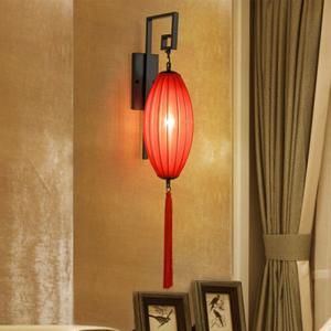 China Classical Chinese Style Festive Quaint Rural Wood Red Lantern Wall Lamps(WH-OR-92) wholesale
