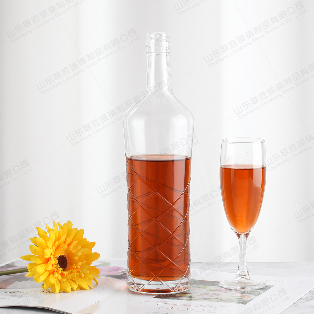 Clear Champagne Sparkling Wine 500ml Glass Bottle with Hot Stamping Surface Handling