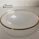 Transparent Gold Beaded Rim Charger Plate Round Flat Glass