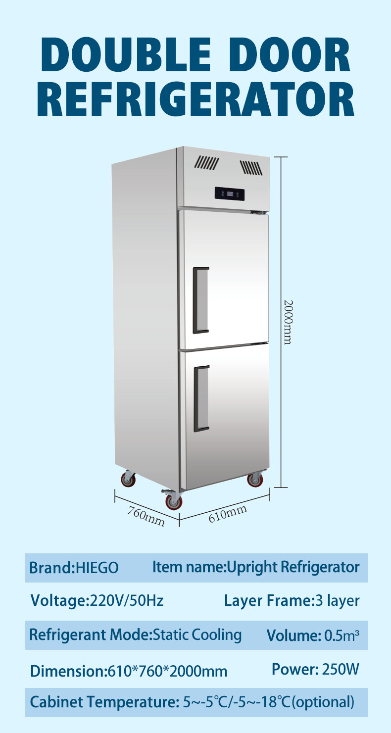 4 Doors Commercial Upright Refrigerator 1000L Single Double Temperature