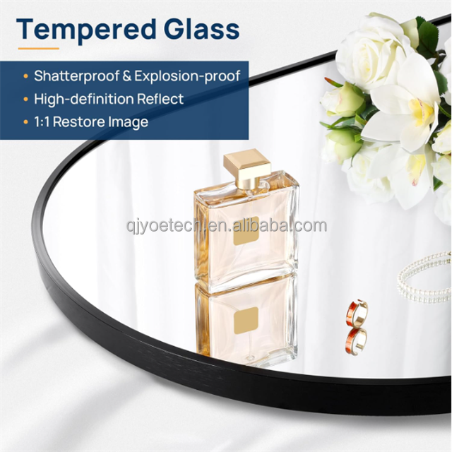 Living Room Modern Metal Frame Black Golden Rose Bathroom Mirror with Stand or Hook
