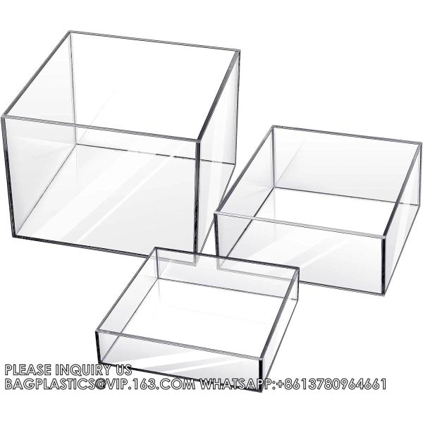 Acrylic Display Boxes Clear Cube Riser Transparent Display Cases For Collectibles 5 Sided Acrylic Cube Organizer
