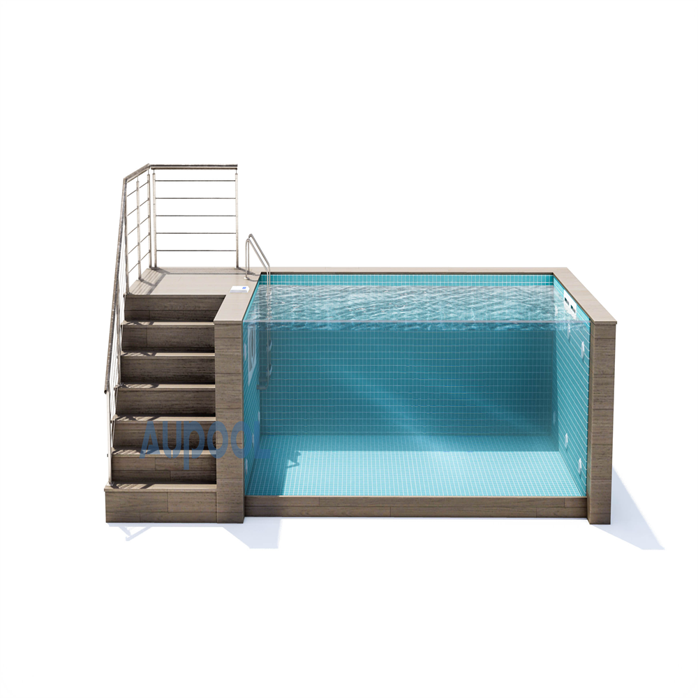 Modular Prefab Luxury Swimming Pool with Acrylic Panel Window and Mosaic Pattern Panels