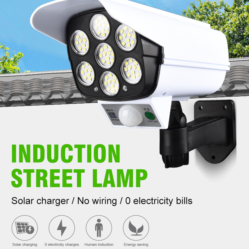 LED Solar Light Motion Sensor Security Dummy Camera Wireless Outdoor Flood Light IP65 Waterproof Lamp 3 Mode For Home Garden