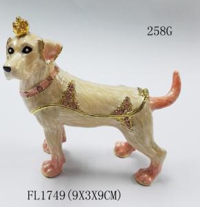 China Factory offer New design Pewter Alloy Rhinestone Dog metal jewelry box wholesale