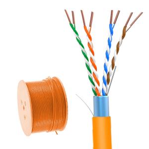 China 0.55mm Bare Capper Cat5e FTP 24AWG Orange PVC Cable Pass Fluke wholesale