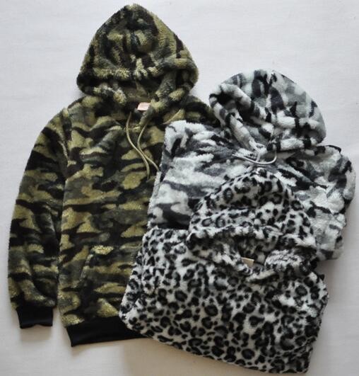 Quality Spring Fashion Womens Mens Sherpa Jacket Casual Camouflage / Leopard Printed for sale