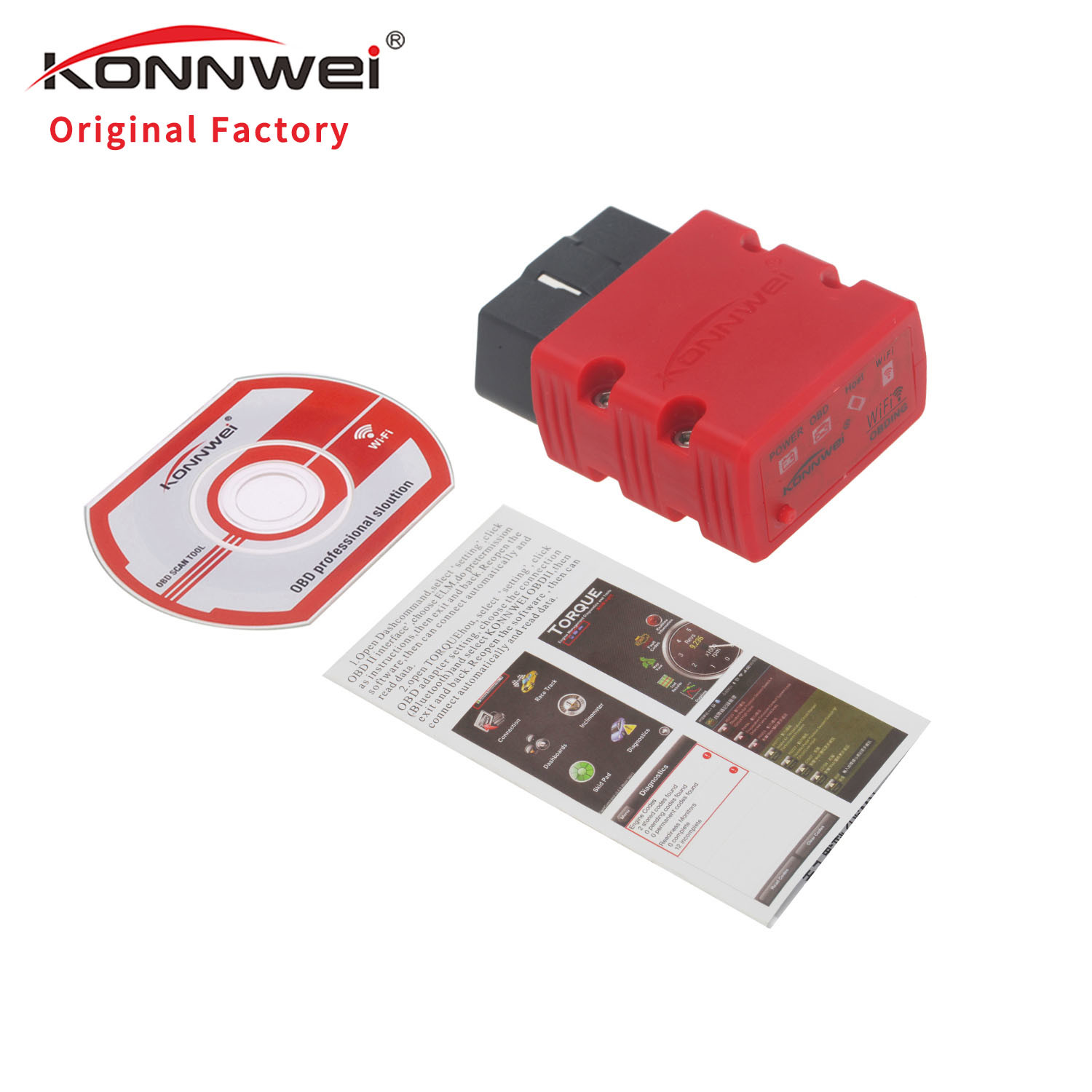 KONNWEI KW902 Bluetooth Diagnostic Scanner Elm327 Obd2 Original Bluetooth 5 Colors