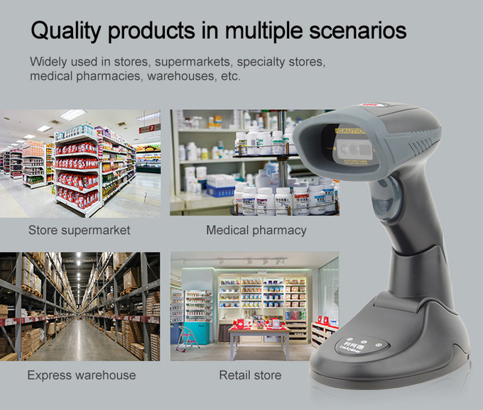 Wireless Bluetooth 2D Barcode Scanner Fast Decoding For Supermarket Store / Grocery Store