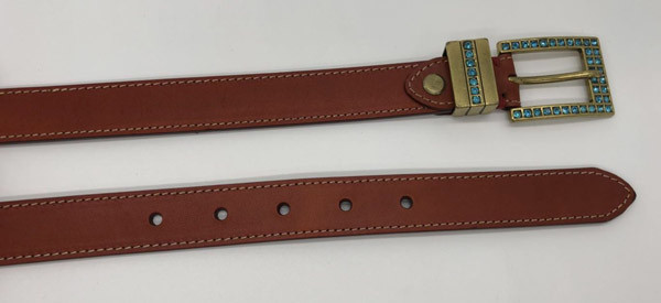 Rhinestone Metal Womens Soft Leather Belt Anti Brass Buckle 124g Weight