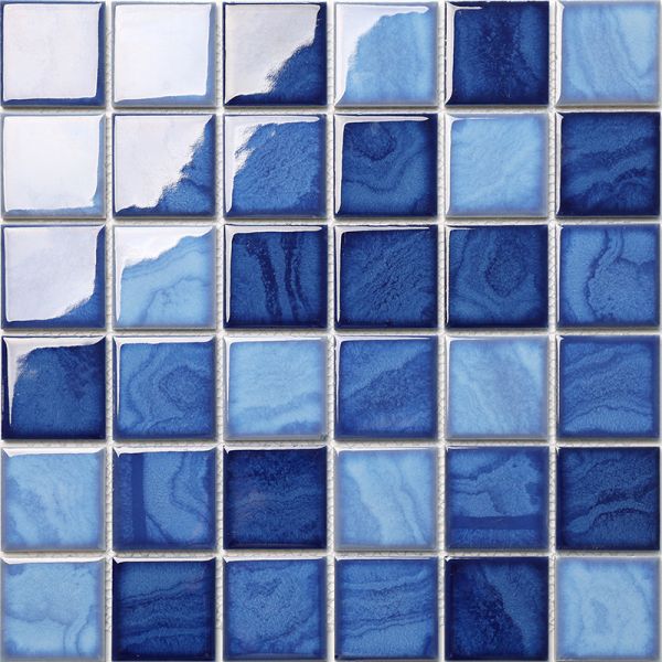 Swimming Pool Mixed Mosaic Ceramic Tile Blue Color 48x48mm