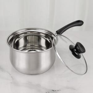China Kitchenware Stainless Steel Soup Boiling Pot Milk Pan with Glass Lid wholesale