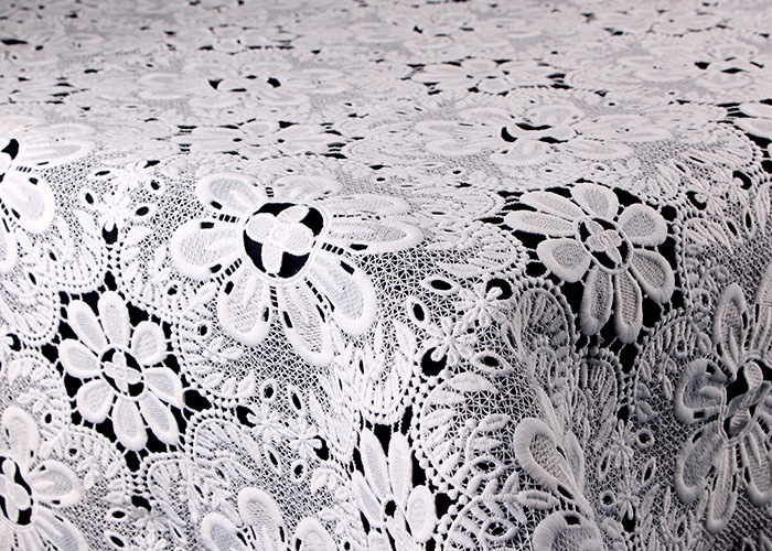 Venice Guipure Cotton Lace Fabric Embroidered Flower Water Soluble Azo Free Dyed