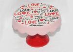 Valentine Day Decaled Ceramic Mini Cake Stand , Dolomite 4 Inch Cake Stand