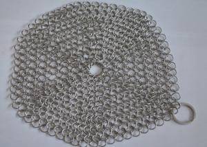 China 4&quot;*4&quot; Rectangle Chainmail Cast Iron Pan Scrubber For Clean Cookware , Food Grade wholesale
