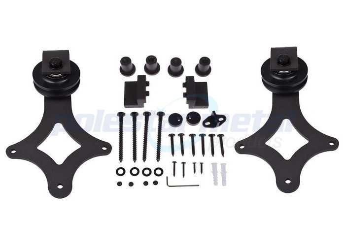 Satin Black Steel Decorative Door Hardware , Modern Sliding Barn Door Hardware Rail 2000mm