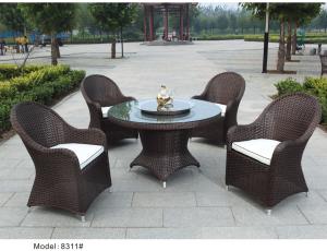 China 5 pc rattan dining set outdoor furniture garden wicker dining table &amp; chair furniture wholesale
