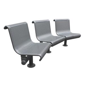 China Silver Color Steel 3 Seater Metal Bench , Park Metal Curved Garden Bench With Backrest wholesale