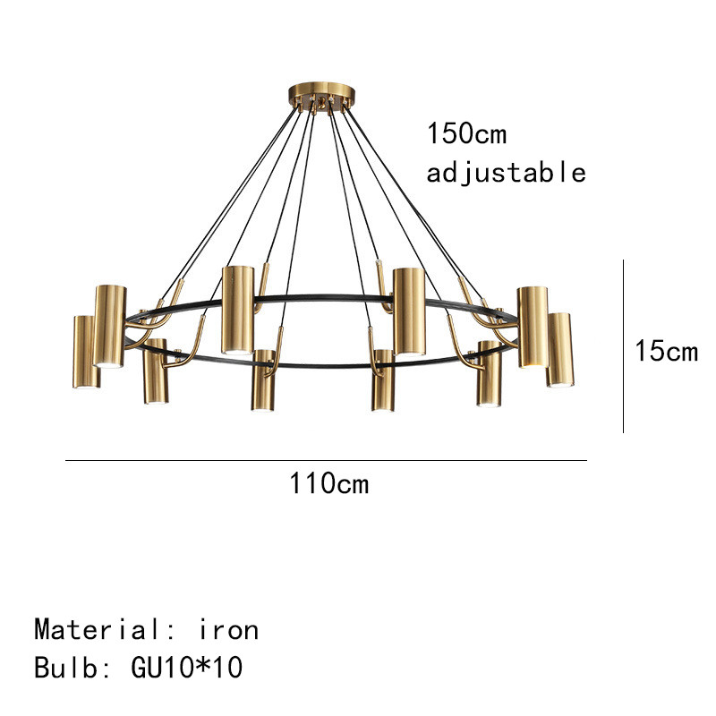 Minimalist Chandeliers Gold LED Black Ring Living Room Dining Lighting circular pendant light(WH-AP-567)