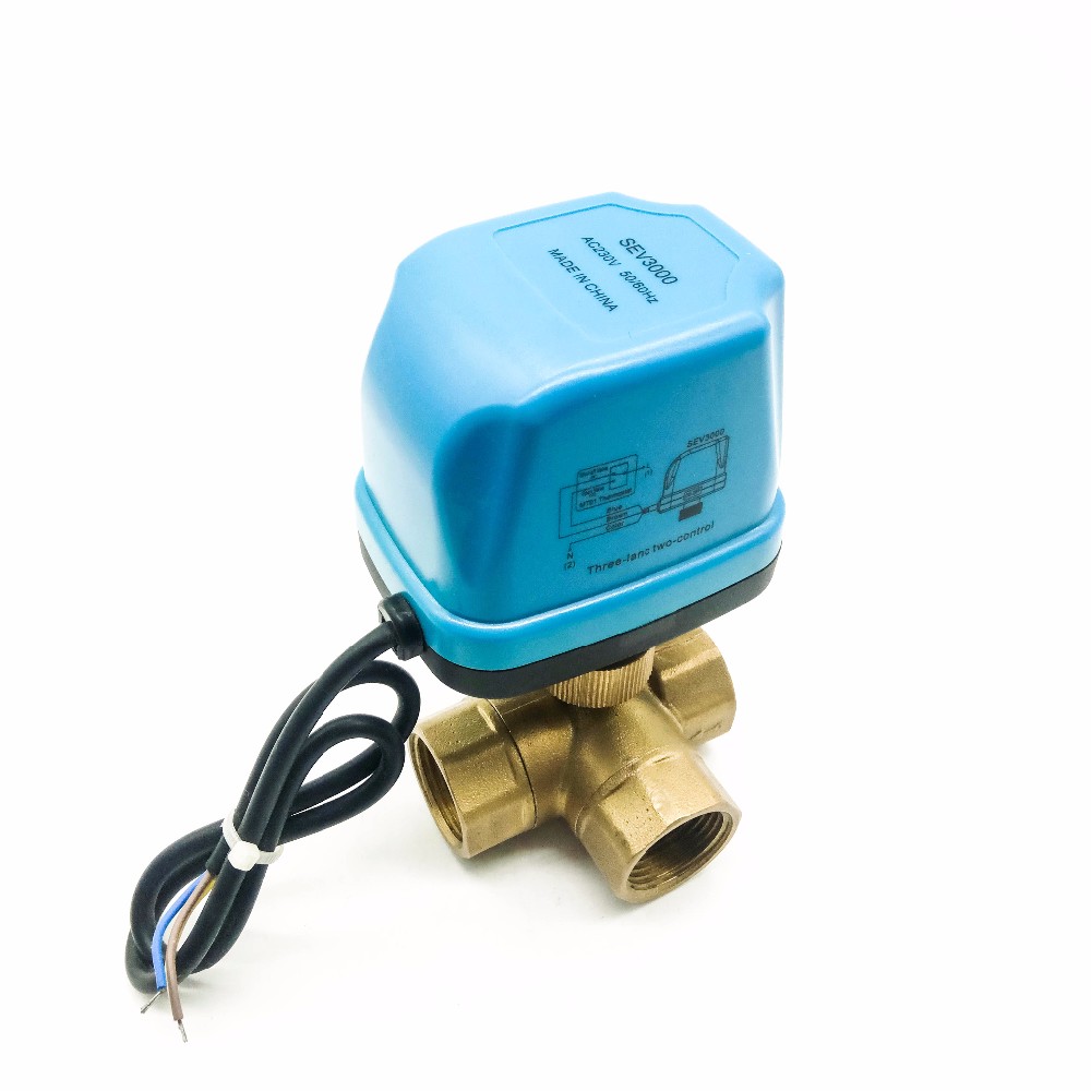 1/2" 3/4" 1" 1 1/4" Motorized Brass Water Valve , Electronic 3 Way Brass Ball Control Valve