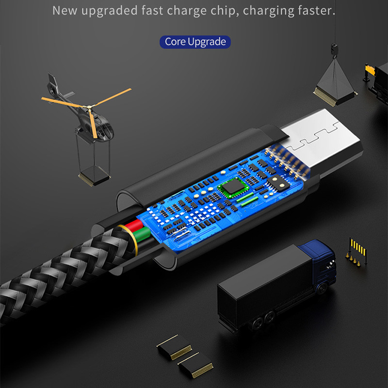 Nylon Braided 2A Fast Charging Cable Data Transfer Micro USB Type C