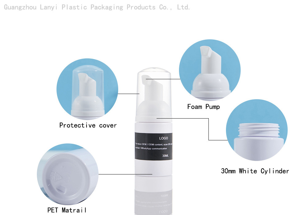 PET Travel 30ml 50ml 60ml Foam Pump Bottle