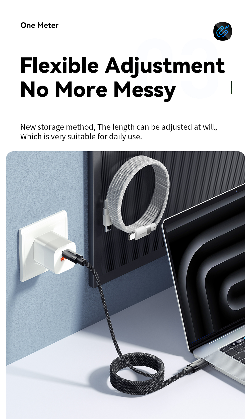 ESSAGER ES-X53 Series 100W USB C to USB C Magnetic Charging Cable