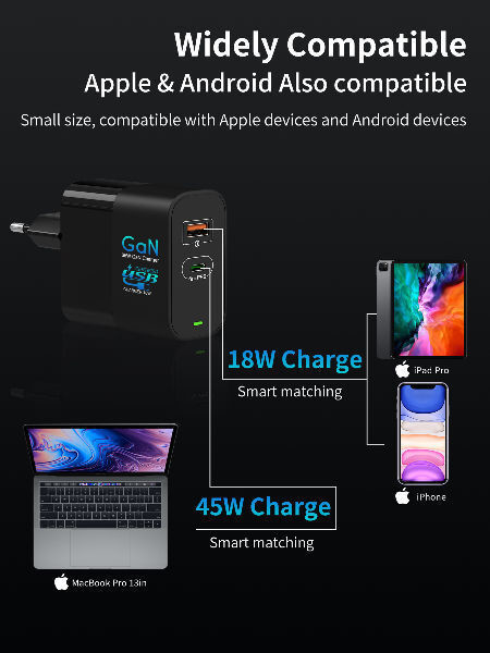 PC fireproof USB-1A2C high quality 65W GaN PD fast charger for phone