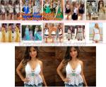 European style deep V-neck halter top ladies short paragraph bottoming openwork