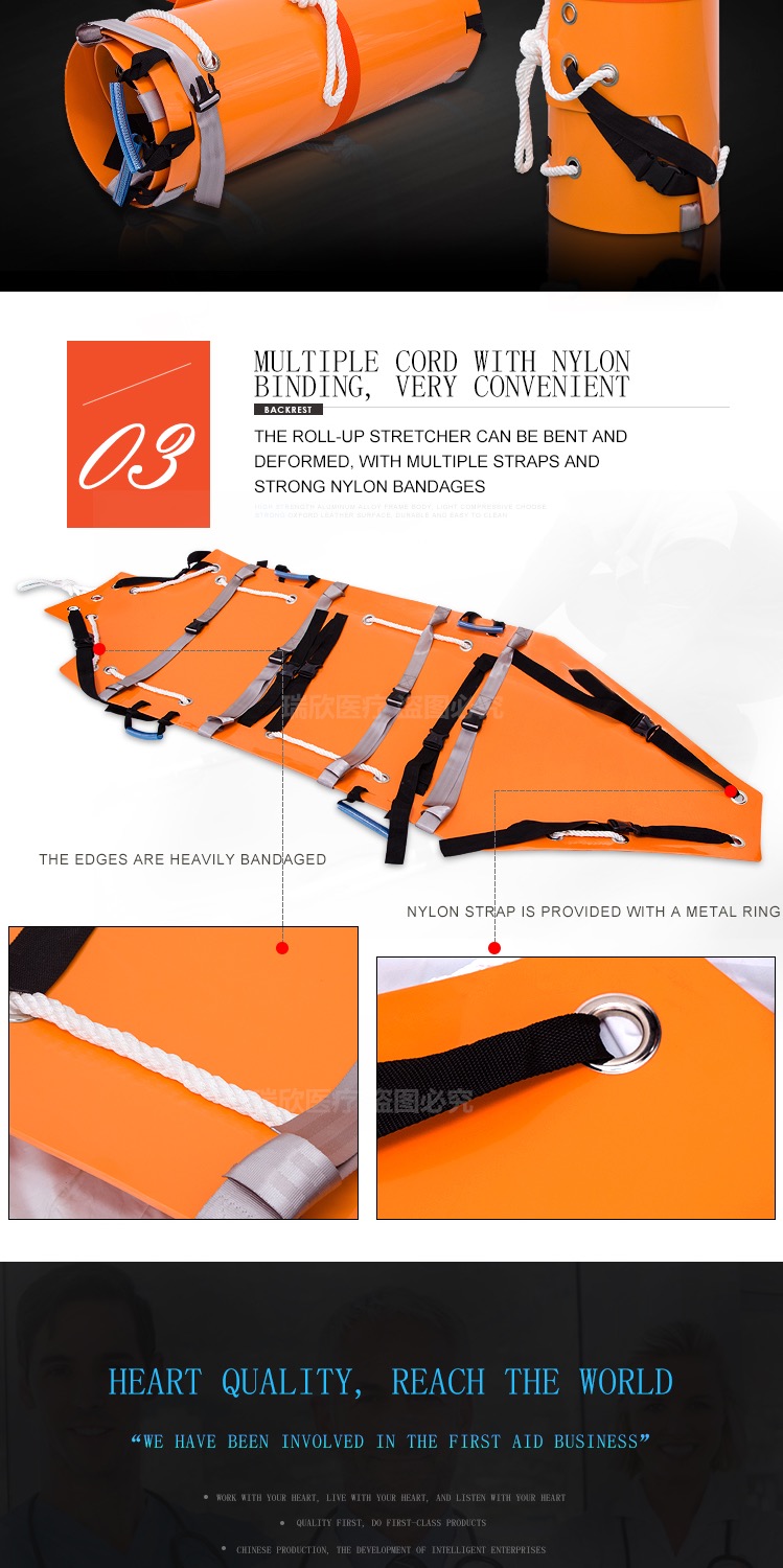 Multifunctional Folding Rescue Stretcher Orange Collapsible Ambulance Stretcher