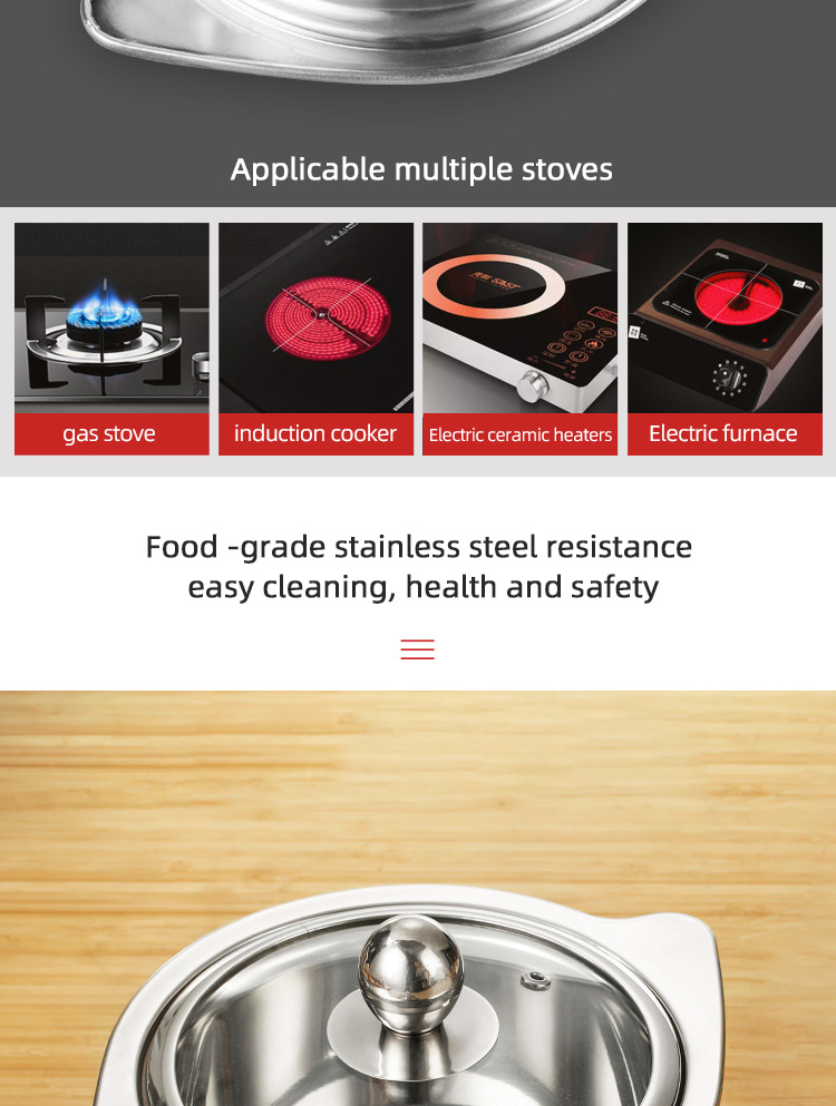 Factory Direct Sale Cookware Soup Pot Stainless Steel Cooking Pot With Stainless Steel Handle