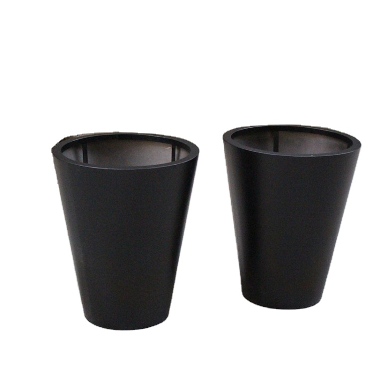 Large outdoor vertical round garden planters black metal flower pot